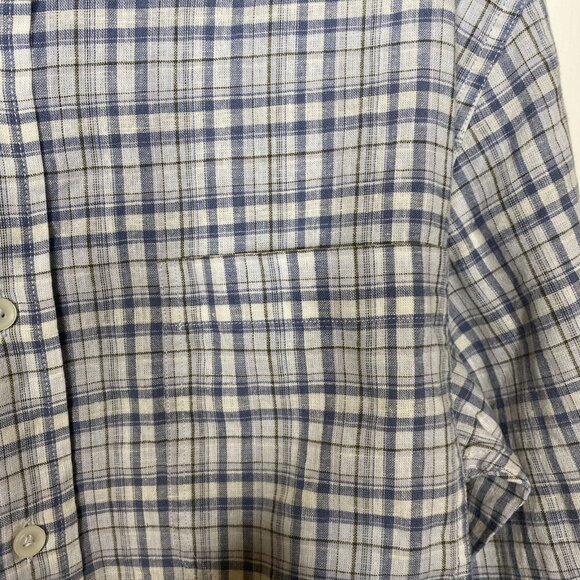 Duck Head Farris Linen Cotton Oxford Light Blue Plaid Medium $108 MSRP #2 - Picture 3 of 7